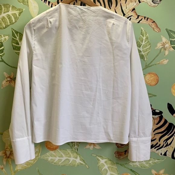 Zara Collarless button-down Shirt w/ Single Front Button Size Medium - Picture 5 of 7